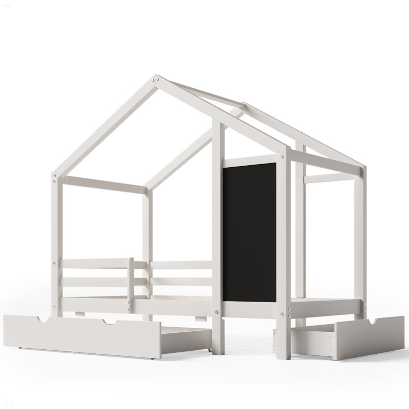 Lit simple avec tableau noir et tiroirs, deux options d'assemblage, Simple