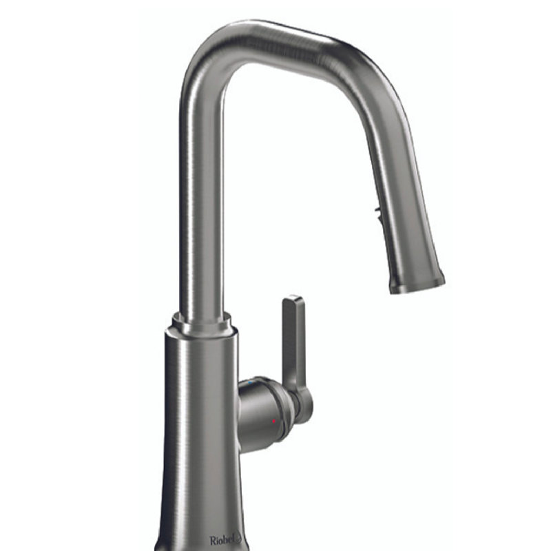 Trattoria Square Spout Kitchen Mixer, Stainless Steel