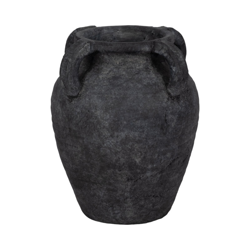 Handmade Ceramic / Porcelain Table Vase, 10" H x 9" W x 9" D, Black