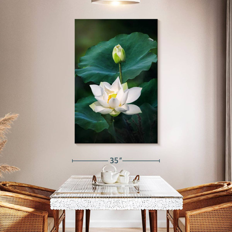 Harnek Budding White Lotuses, 39" H x 26" W
