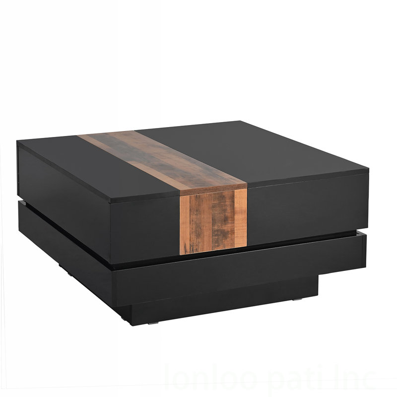 Table basse moderne et élégante avec plateau coulissant et rangement caché