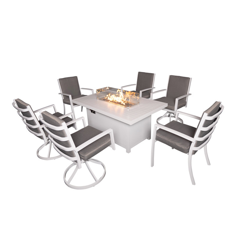 Edbert 6 - Person Patio Dining Set Rectangular Table with Cushions Included