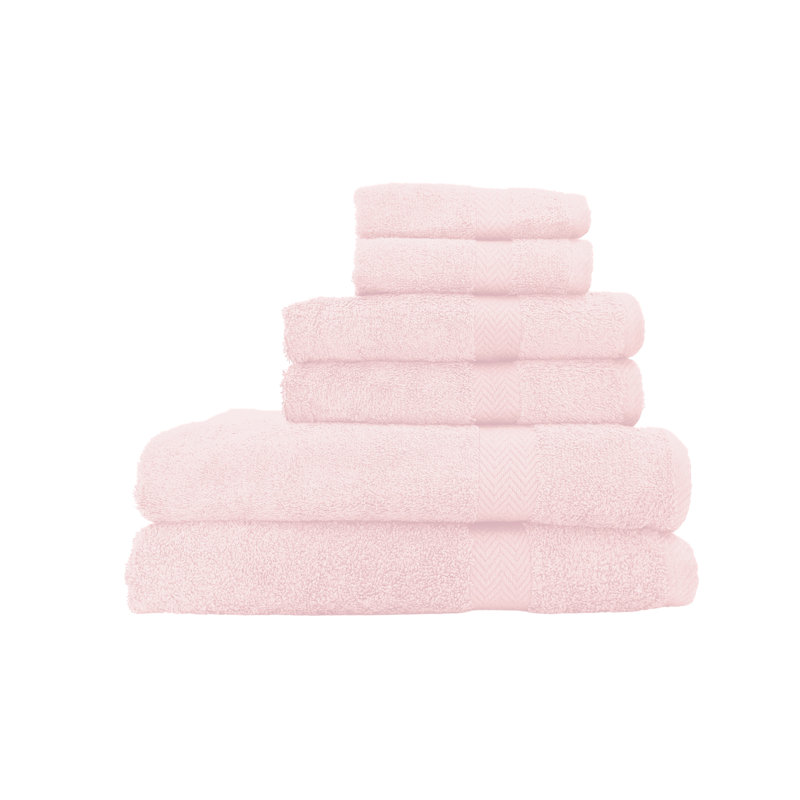 Summit 6pc Bath Towel Set, 100% Cotton, Pink