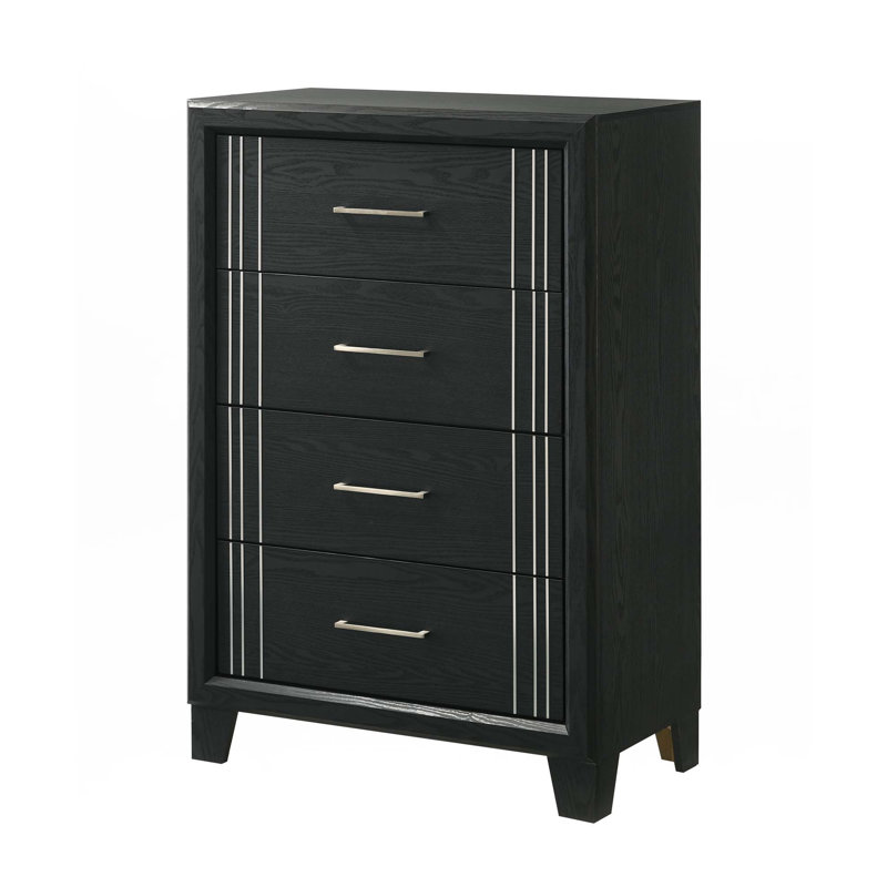 Commode contemporaine à 4 tiroirs 1pc, Gris anthracite