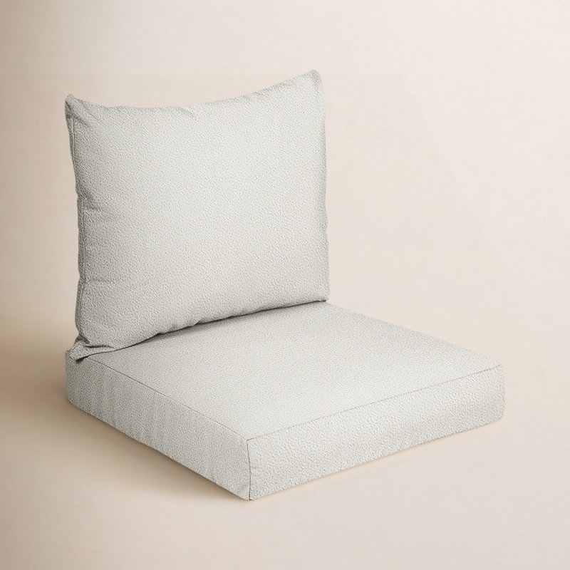 Fleming Indoor/Outdoor Seat/Back Lounge Chair Cushion, Ivory, 25 in W x 25 in D x 5 in H