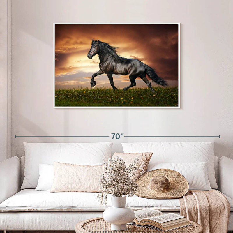Cheval baroque, Cadre flottant blanc, 43 po x 29 po