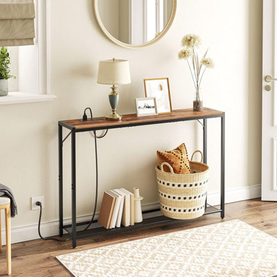 Sofa Table With Power Outlet, Console Table With USB Ports, Behind Couch Table