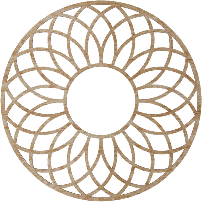 Médaillon de plafond 26 po x P 8 po x P 7/8 po x P 3/8 po Cannes, Chêne rouge, H 24 po x l 24 po x P 0,25 po