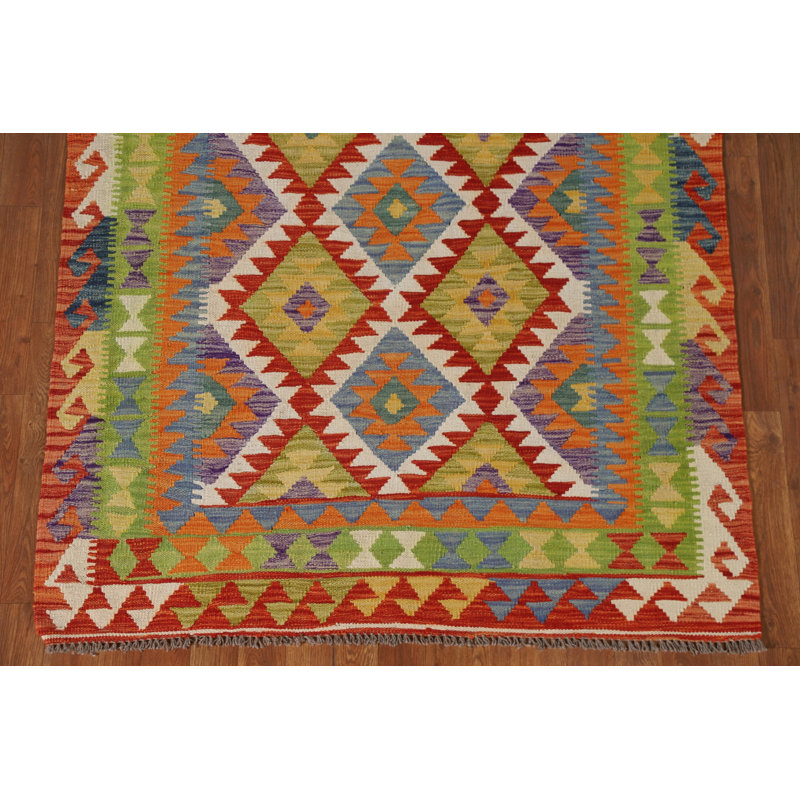 Multolor Kilim Reversible Wool Rug 4x6