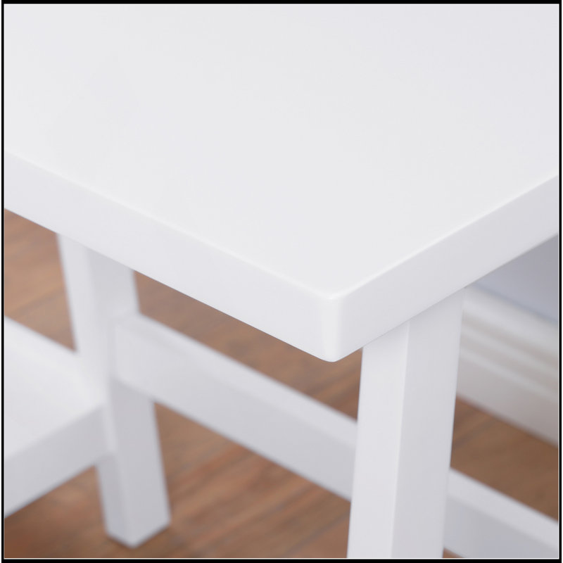 Contemporary Wood Writing Desk With Storage, White