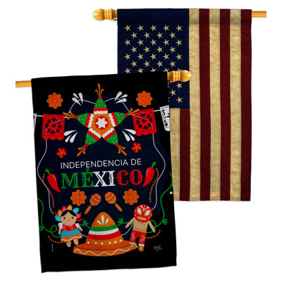 Drapeau de maison en polyester 3 pi 3 po x 2 pi 3 pi Independencia De Mexico