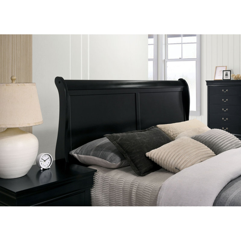 Emīls Sleigh Bed, Black, California King