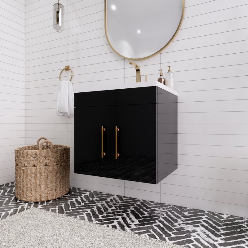 Ensemble de meuble-lavabo simple 24 po Tojuana, Noir lustré