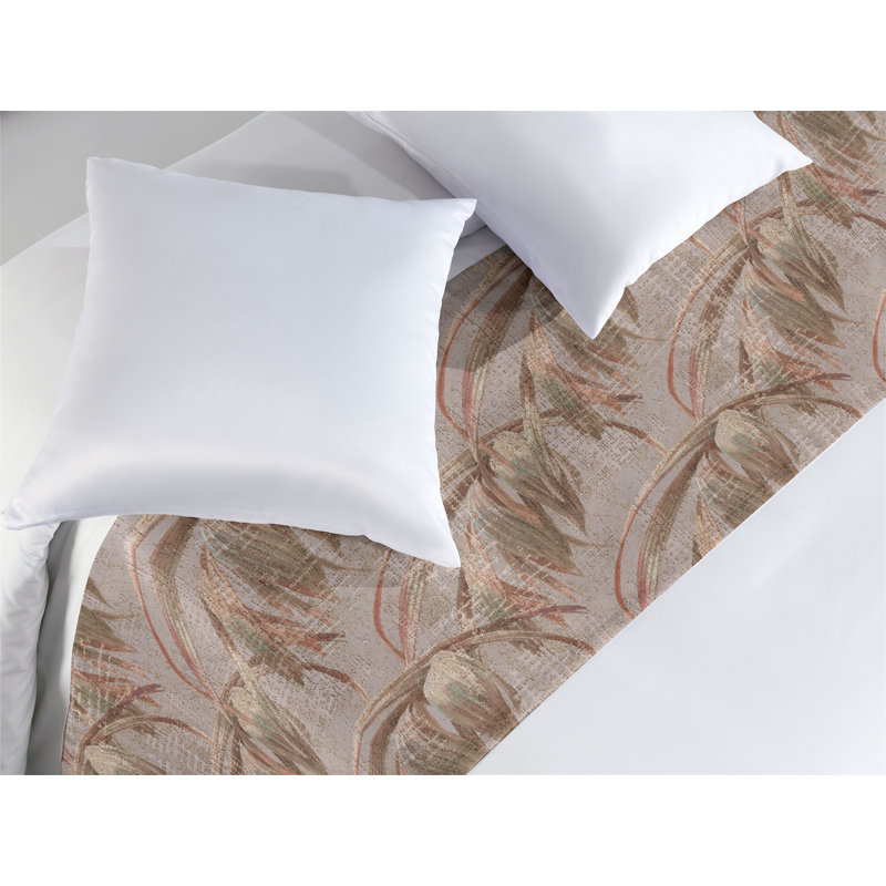 Ambesonne Floral Bed Scarf Runner Tropical Vibe Leaf Pattern Pale Grey Reseda Green, Queen