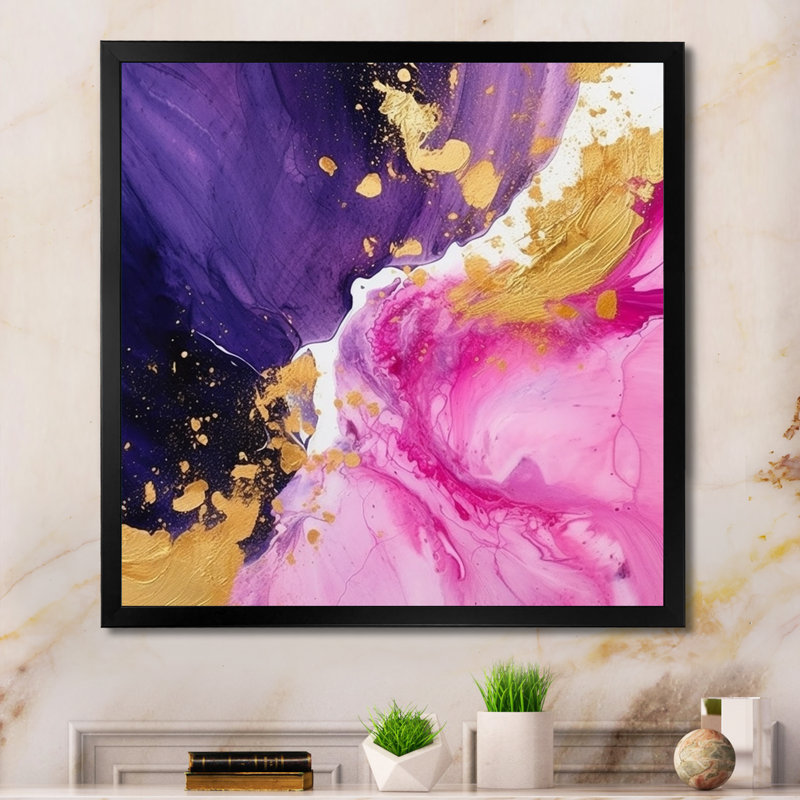 "Mauve et rose", reproduction d'art sur toile encadrée IV, H 36 po x l 36 po x P 1,5 po, Cadre simple noir