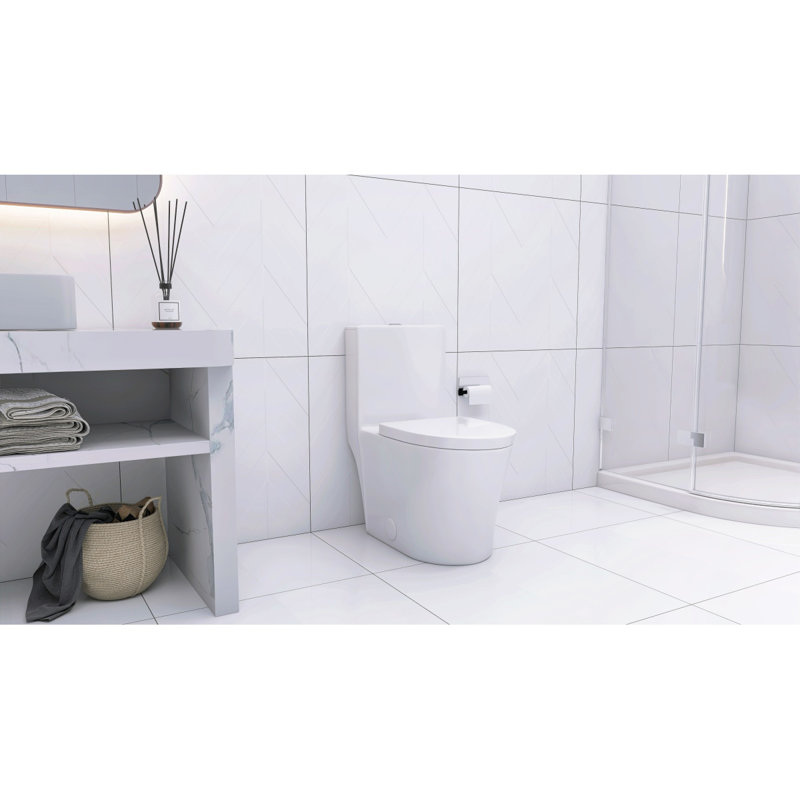 Toilette allongée une pièce - blanc, Blanc