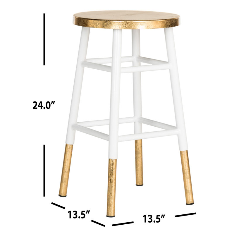 Tabouret de bar et de comptoir Amiaha, Blanc, Tabouret de comptoir (assise de 24 po de hauteur), Or