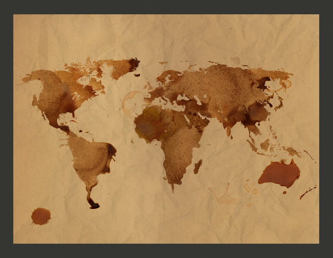 Tea World Map 3.09m x 400cm Wallpaper, 2.31m x 300cm