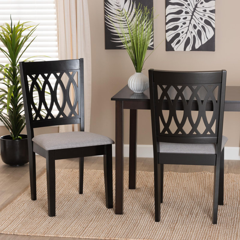 18.9'' H Fabric Upholstered Side Chair, Espresso Brown, Gray