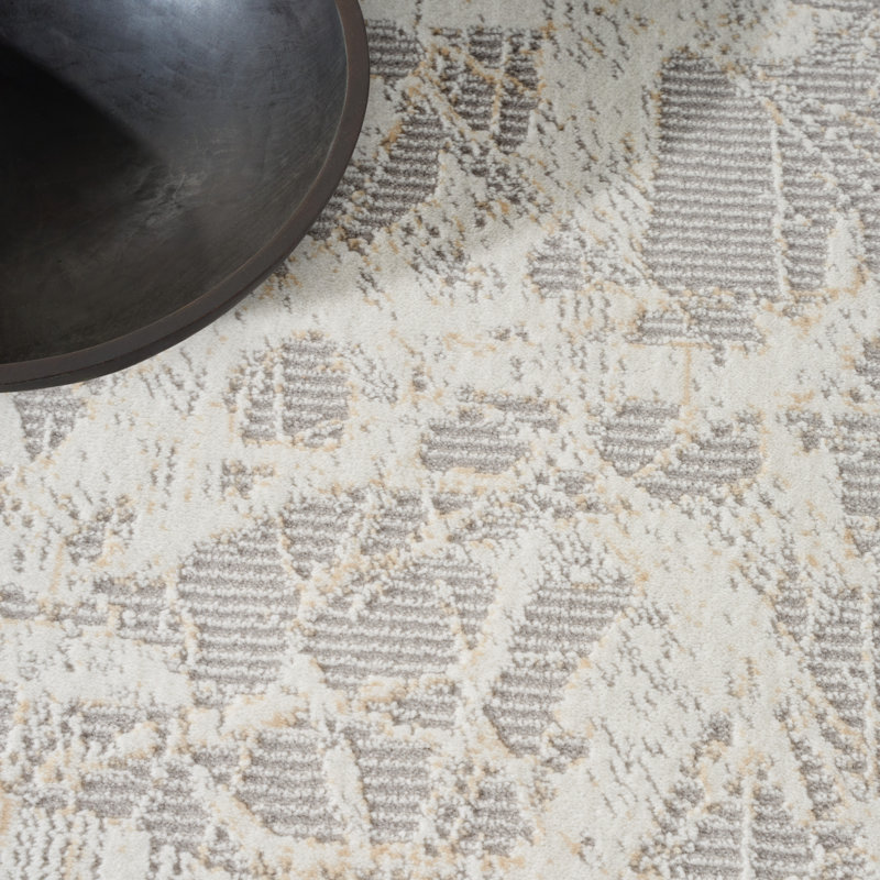 Machine Made Power Loomed Polyester Area Rug in Beige, Rectangle 8' x 10'