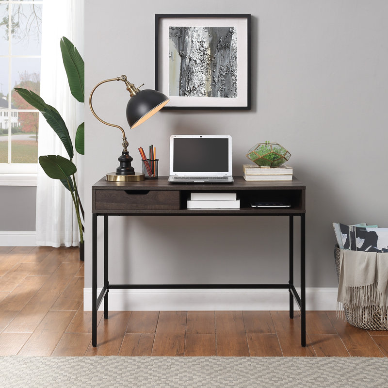 Steel Writing Desk, Brown/Black