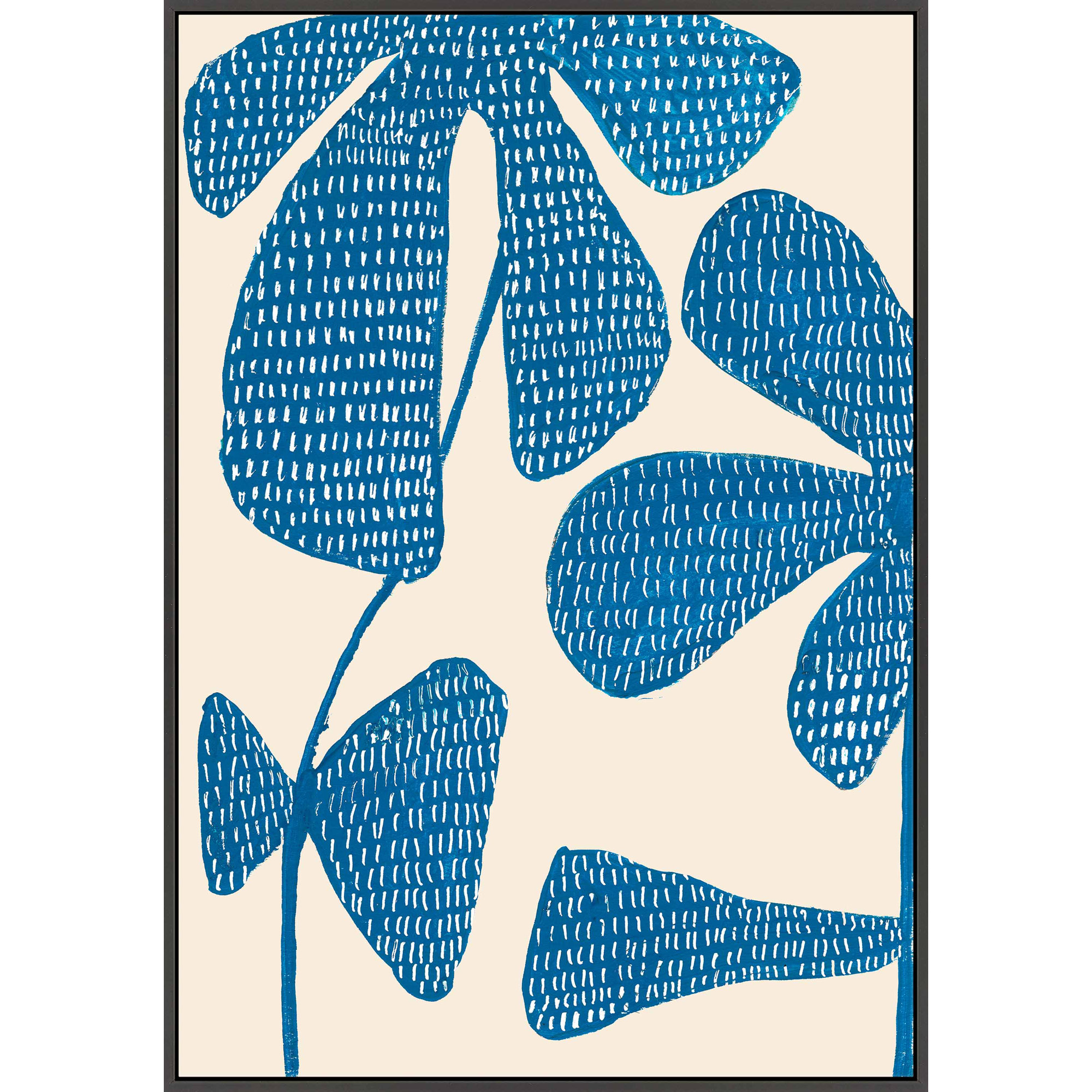 Ceramic Blue 3 by Andrea Stokes - Framed Wall Art, Black Picture Framed Canvas, 30" H x 21" W