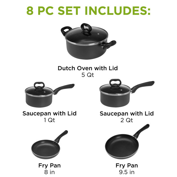 Ecolution 8 - Piece Non-Stick Ceramic Cookware Set & Reviews