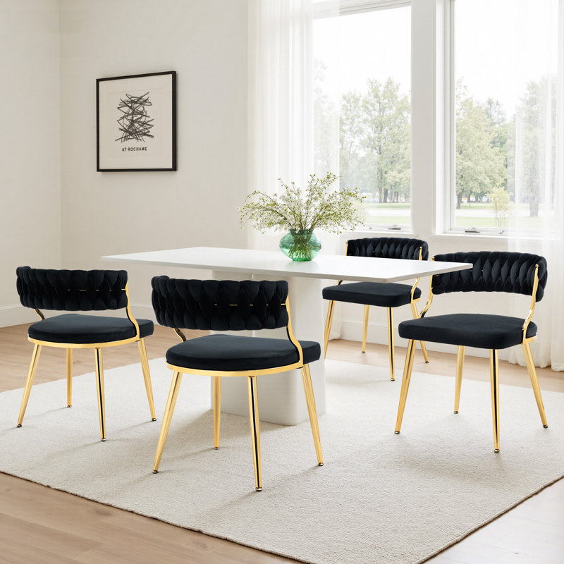 Ensemble de chaises de salle à manger en velours l 21,65 po Christal, Noir