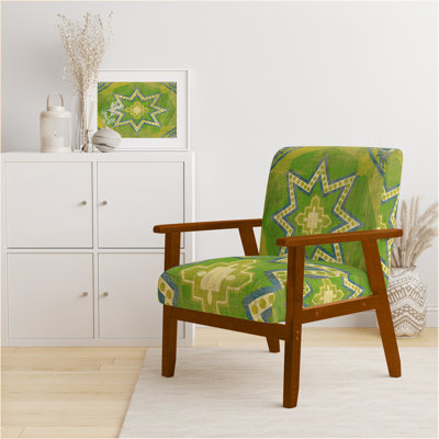 Fauteuil d'appoint rembourré de velours bohémien chic G collage - Carreaux orange marocain I