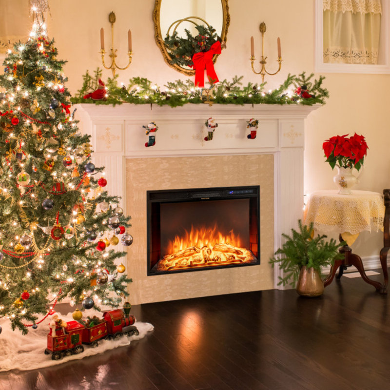 26 in. Electric Fireplace Insert with , 6 Brightness Levels, Timer, Flame and Heat Work Separately