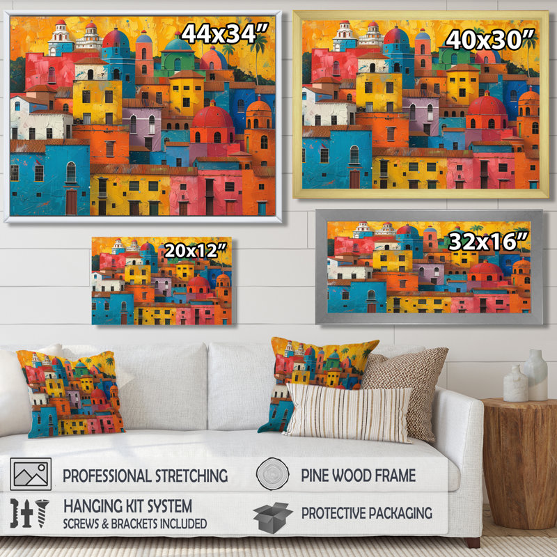 Emely - City Buildings, impression d'art mural, Toile tendue, 24" H x 32" W