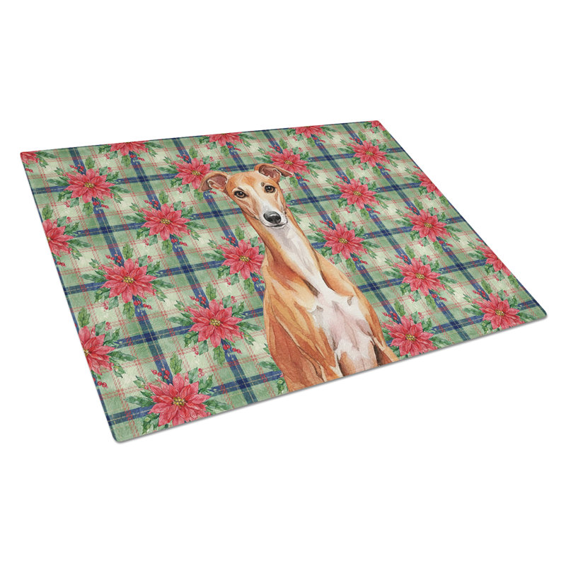 Planche à découper en verre Red Whippet Christmas PoinsettIas