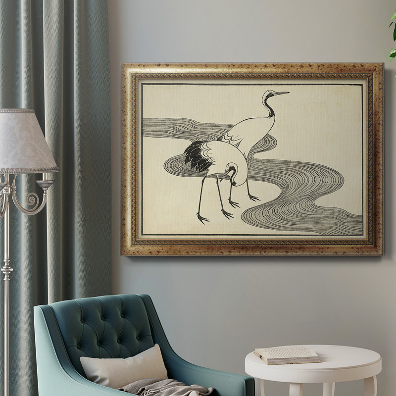 Grues japonaises A - Cadre photo, reproduction d'art sur toile