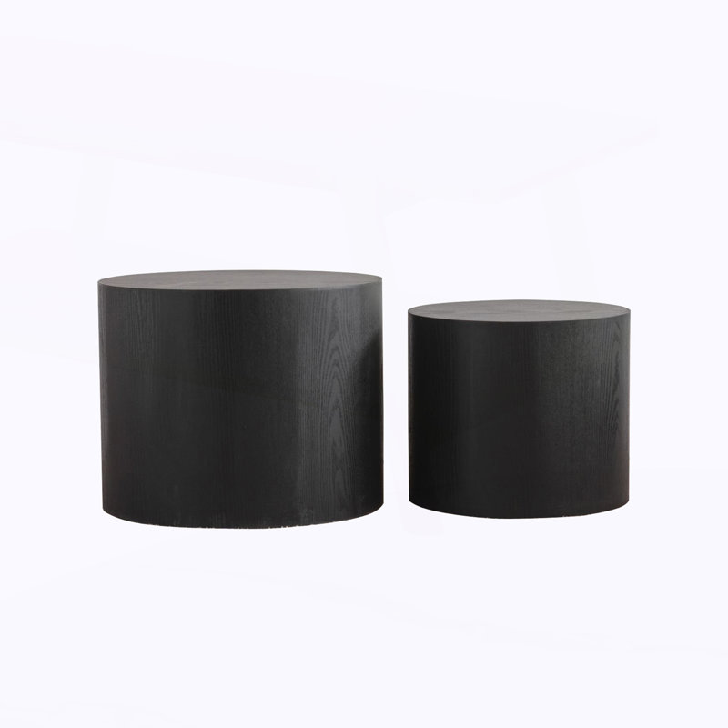 Ensemble de 2 tables basses rondes en bois Nesting, Noir