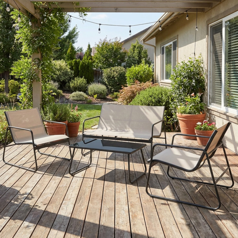 Garden Patio Furniture Set 4 Pieces, Beige