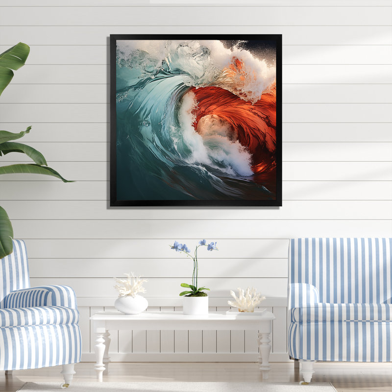 «Green Green Wave», impression sur toile, H 24 po x l 24 po x P 1 po, Cadre photo noir