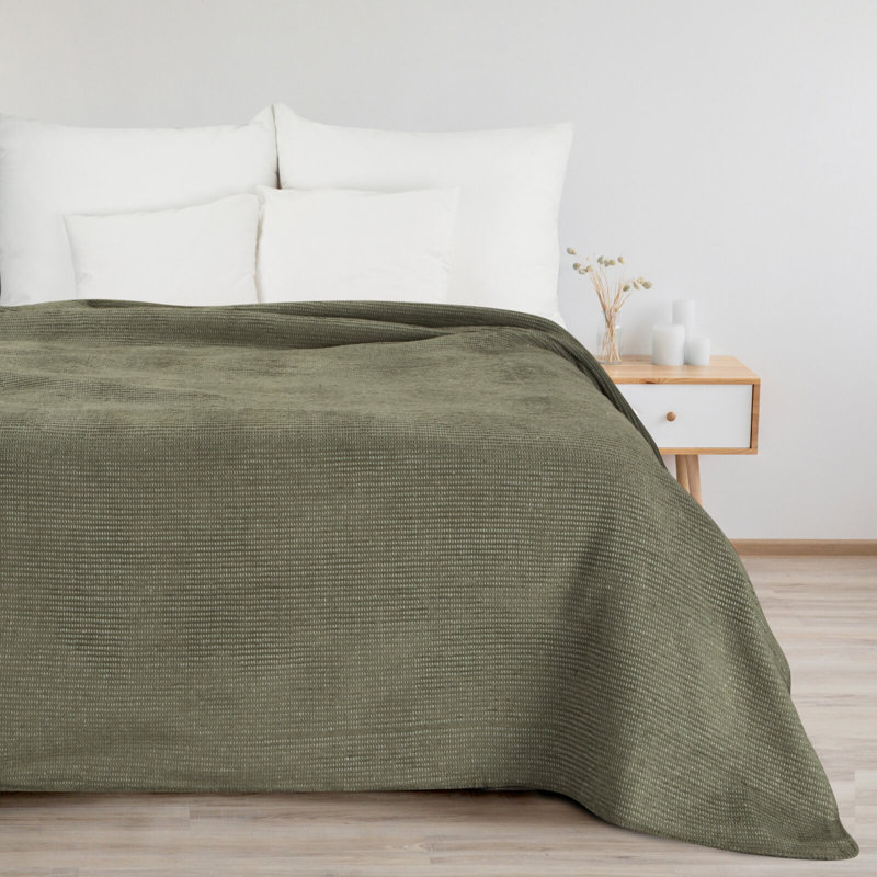 Montevia Polyester No Pattern Bedspread, 220 x 240 cm, Olive