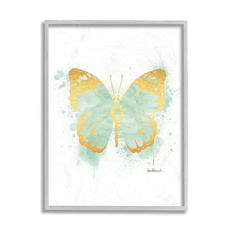 «Seafoam Green Butterfly Watercolor Paint Splatter» par Amanda Greenwood - impression d'art graphique