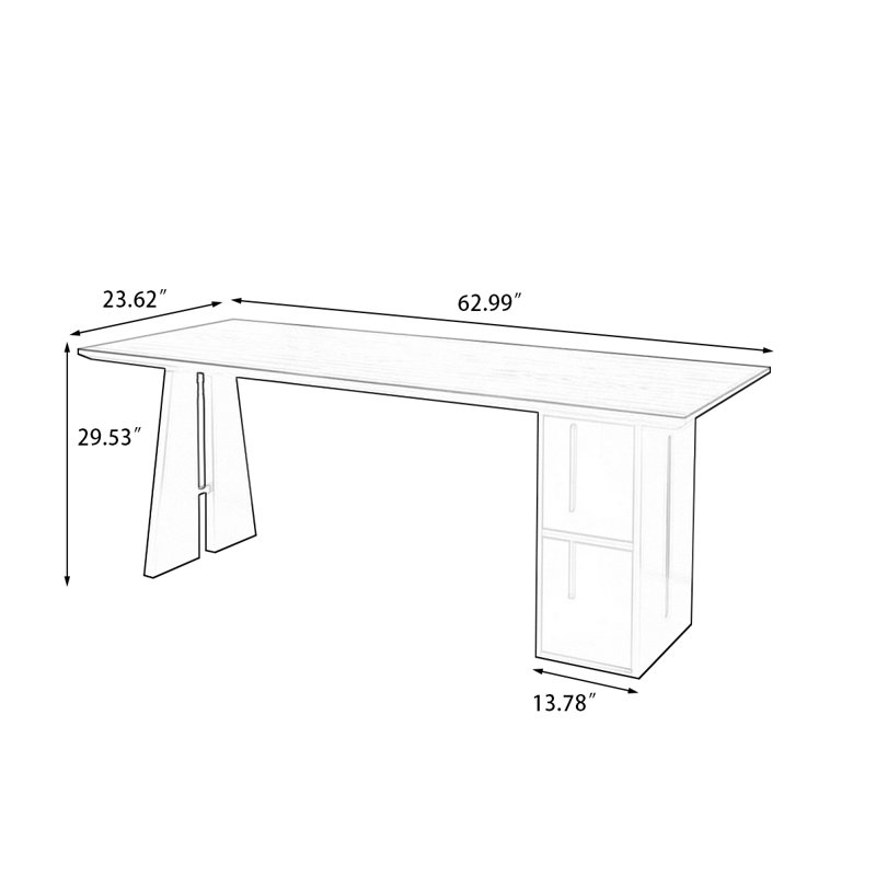 Nut-brown + Black Rectangular Solid Wood  desk, 29.53" H x 62.99" W x 23.62" D