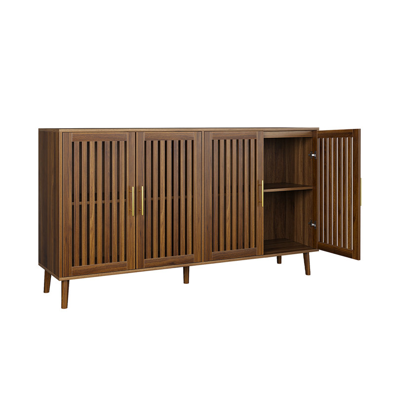 Buffet de 63 pouces avec rangement, buffet à 4 portes grillagées, armoire d'appoint multifonctionnelle