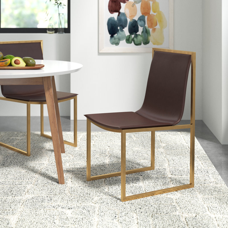 Chaise de salle à manger en similicuir brun Aeronwy