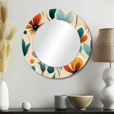Midcentury Modern Revival - midcentury  Unique Mirror, Mid-Century Modern Large Round Wall Mirror, Printed Metal Art