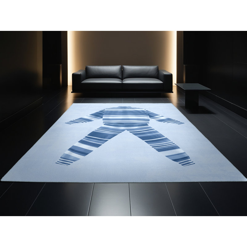 Tapis moelleux à rayures modernes et contemporaines bleu pâle et doux Lulsgate, 6 x 9