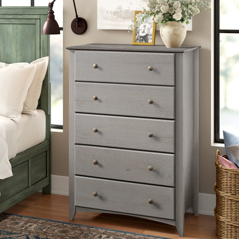 Commode 5 tiroirs Faringdon, Gris patiné