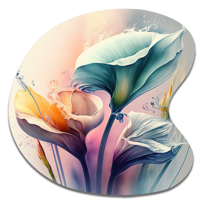 Colourful Cally Lilies II - Calla Lily Drop Shape Assymterical Metal Wall Art