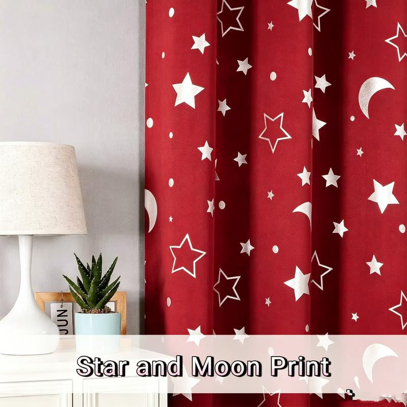 2‑Pack Star Moon Blackout Curtains, 52"W x 96"L (Pack of 2)