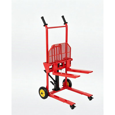 Chariot élévateur hydraulique 440 lb avec plateforme en acier, transbordeur de treuil robuste, hauteur maximale de 36 po pour entrepôt et atelier, rouge