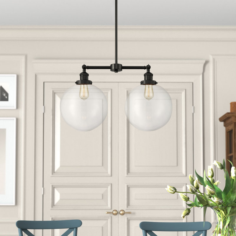 Oliver 2 - Light Kitchen Island Pendant, Matte Black, Clear