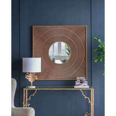 Miroir carré sculpté à motif plissé