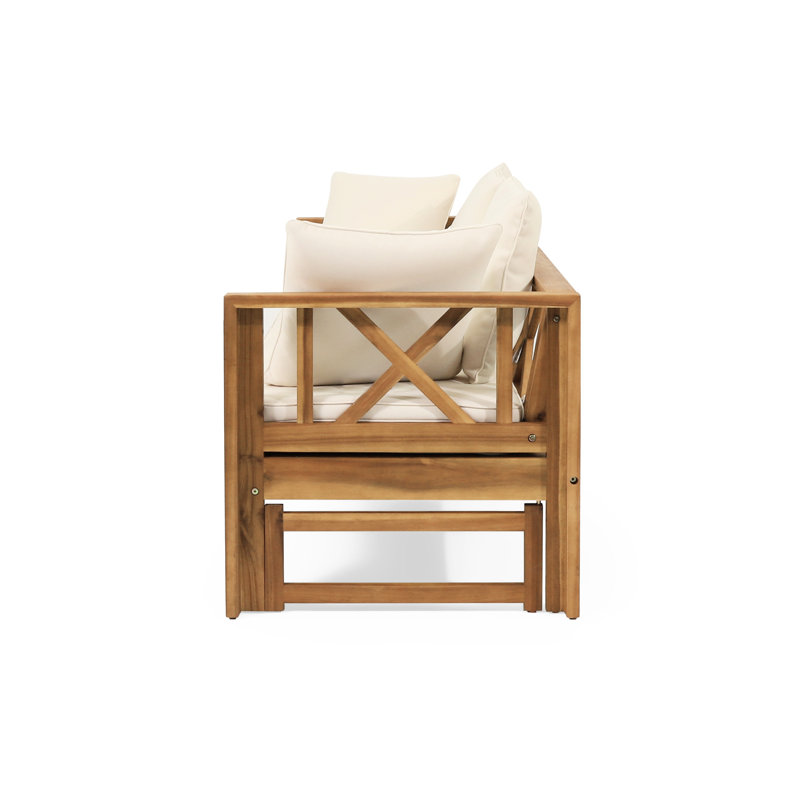 Lit de jour convertible pour l'extérieur - Bois et literie hydrofuge Long Beach Water - Coussin